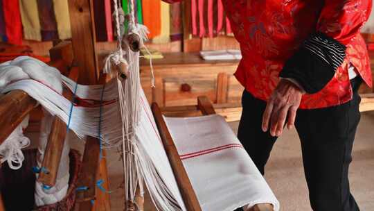 传统工艺纺织织布非遗手工艺实拍