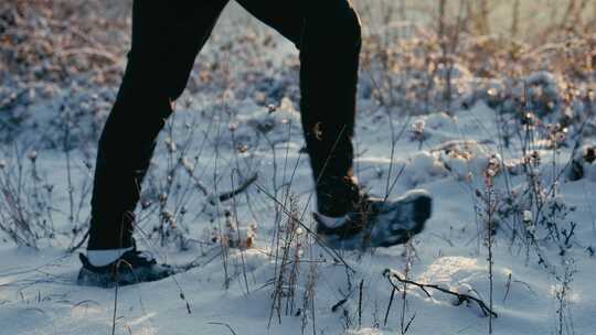 冬天，雪，腿，走路