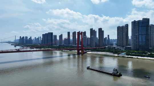 武汉鹦鹉洲大桥航拍视频素材模板下载