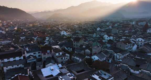 浙江杭州桐庐县江南古村落深澳古村航拍