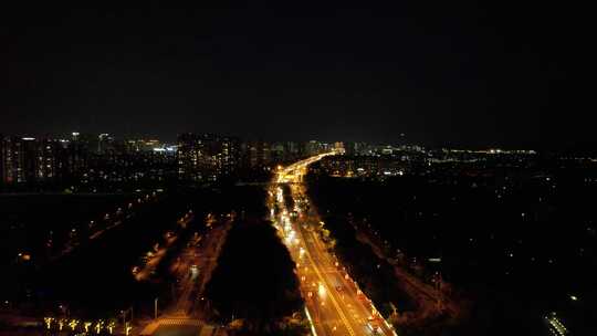 江苏无锡城市夜景灯光航拍