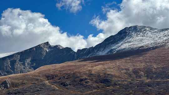 延时拍摄西藏雪山高原 蓝天白云视频素材模板下载