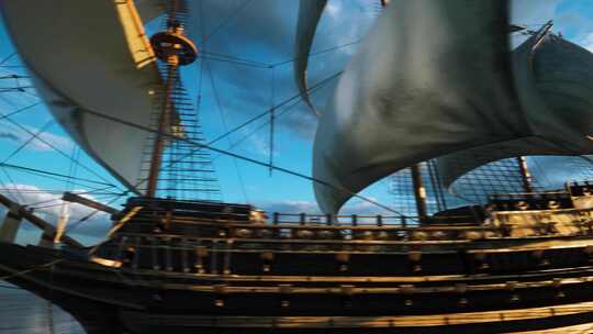 扬帆起航 丝绸之路 古代帆船视频素材模板下载