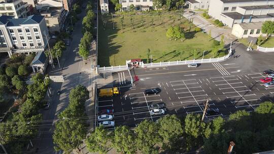 航拍湖南长沙望城区城市绿化及道路