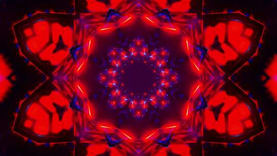 红色和蓝色抽象设计。万花筒VJ循环