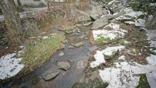 庐山冬天小溪雪后长冲河