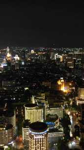 竖版航拍浙江杭州城市夜景