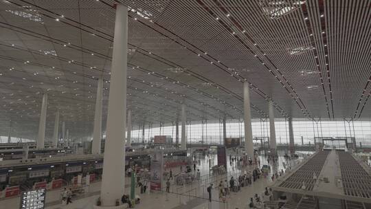 北京首都国际机场飞机场延时log未调色视频素材模板下载