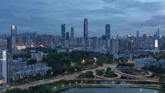 都市立交车流日转夜延时