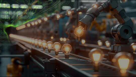 工业生产线智能的灯泡生产
