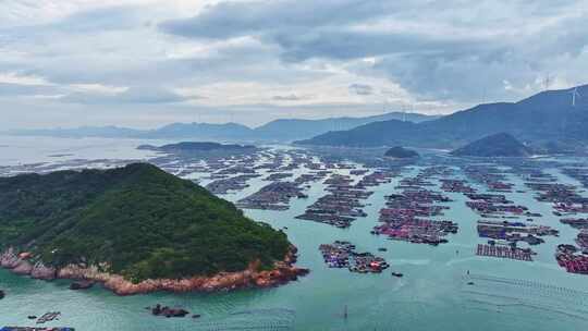 福建福州连江县奇达村海边渔村航拍全景