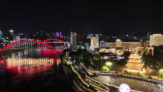 四川宜宾合江门广场夜景