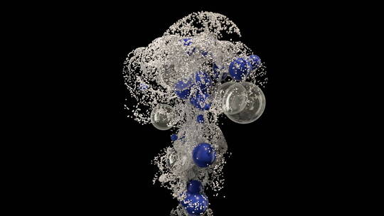 白色塑料粒子蓝色气球透明气泡会场动态视频