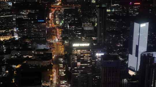 深圳南山区CBD高楼大厦夜景航拍