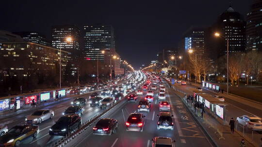 车流空镜 城市夜景车流