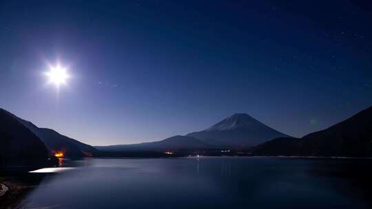 日本，月亮，山，富士山