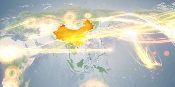 绍兴市地图辐射到世界覆盖全球连线 4