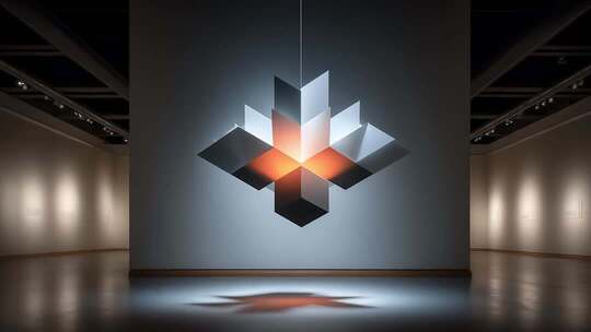 艺术画廊内的几何光影雕塑