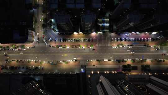 夜晚城市道路航拍