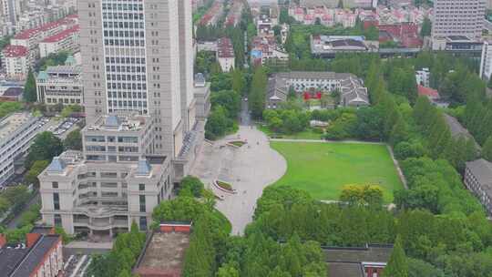 上海市复旦大学邯郸校区航拍校园风景风光素视频素材模板下载