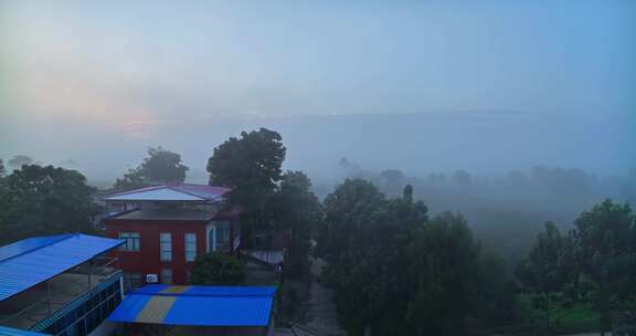 中国河南平原平流雾HDR航拍