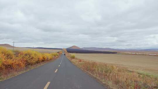 秋天呼伦贝尔中俄边境边防公路卡线沿途风景