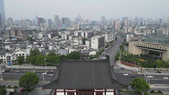 航拍湖南长沙湘江杜甫江阁