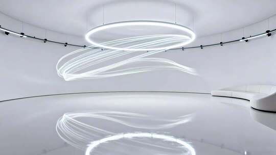 现代室内白色空间光效展示