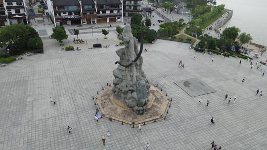 城市航拍湖南岳阳楼景区巴陵广场