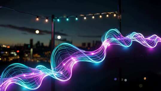 城市夜景霓虹光线动感素材
