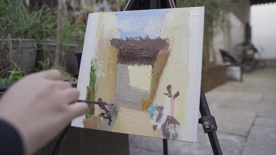 杭州古街人文-街头艺术绘画颜料盒画笔画板