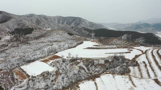 4K航拍北方雪景农村