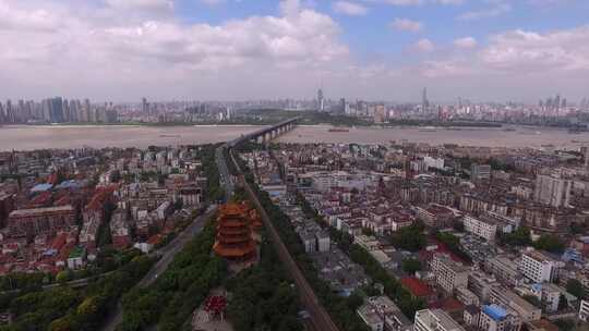 武汉黄鹤楼城市全景俯瞰