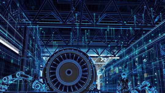 科技制造科幻沙盘智慧科技工厂车间