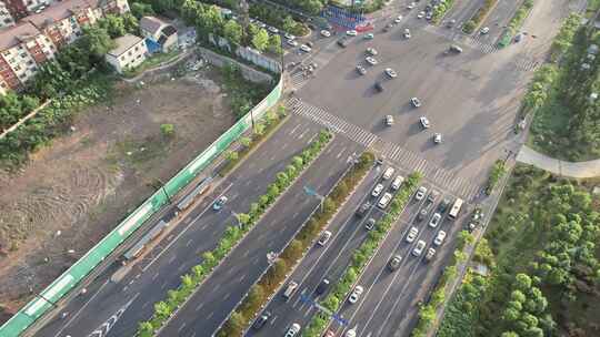 洛阳城市大景道路交通车流航拍