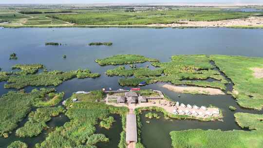 航拍内蒙古纳林湖湿地公园