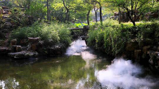 苏州园林拙政园景观喷雾仙气袅袅 8K实拍