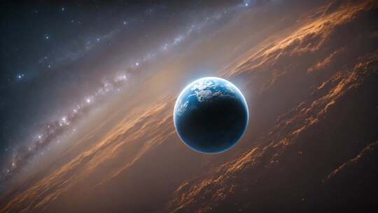 太空视角地球与星空画面