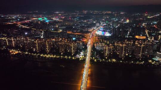 航拍福州闽江尤溪洲大桥道路江景