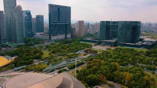 杭州钱江新城市民中心城市风景延时摄影视频素材模板下载