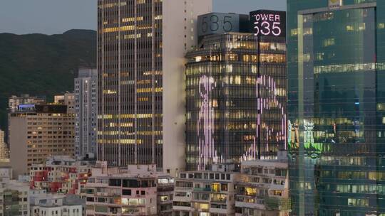 香港航拍城市夜景大景