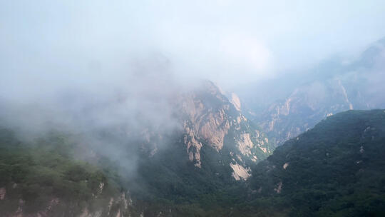 航拍陕西西岳华山山顶云海自然风光