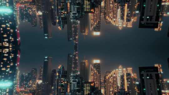 镜像城市夜景 未来城市