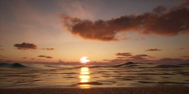 4K-黄昏海面沙滩循环-UE-三维高清在线视频素材下载