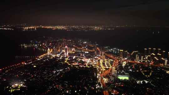 青岛城市夜景航拍