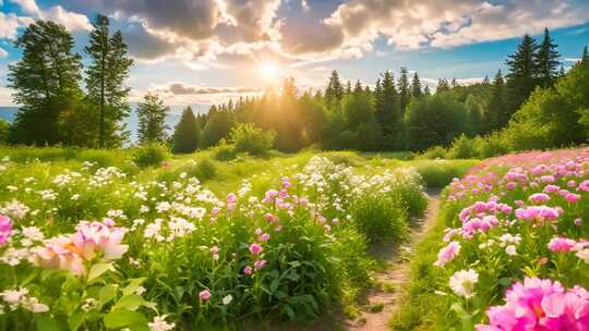 阳光花海森林自然景观