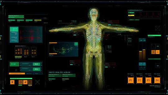 科幻科技医疗人体扫描血管神经骨骼诊断视频素材模板下载