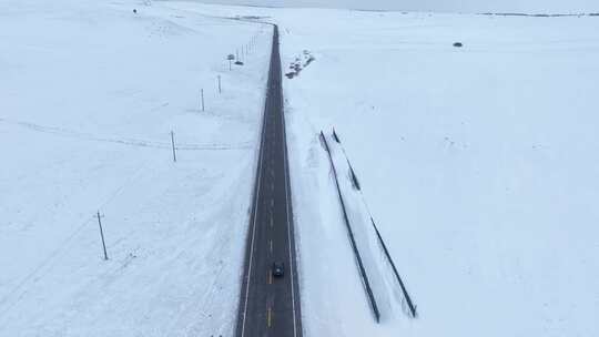 唯美雪景公路 呼伦贝尔大雪原