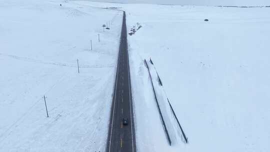 唯美雪景公路 呼伦贝尔大雪原视频素材模板下载