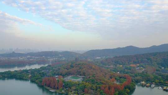 杭州西湖景区雷峰塔航拍